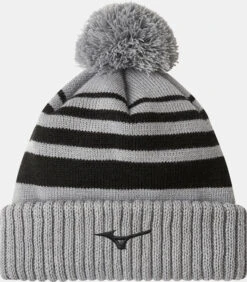 MIZUNO BREATH THERMO POM POM BEANIE GREY