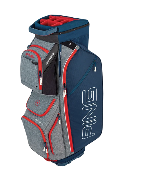 Ping Traverse 2020 Cart Bag Heather Grey/Navy/Scarlet 4 Ping Traverse 2020 Cart Bag Heather Grey/Navy/Scarlet - Image 2